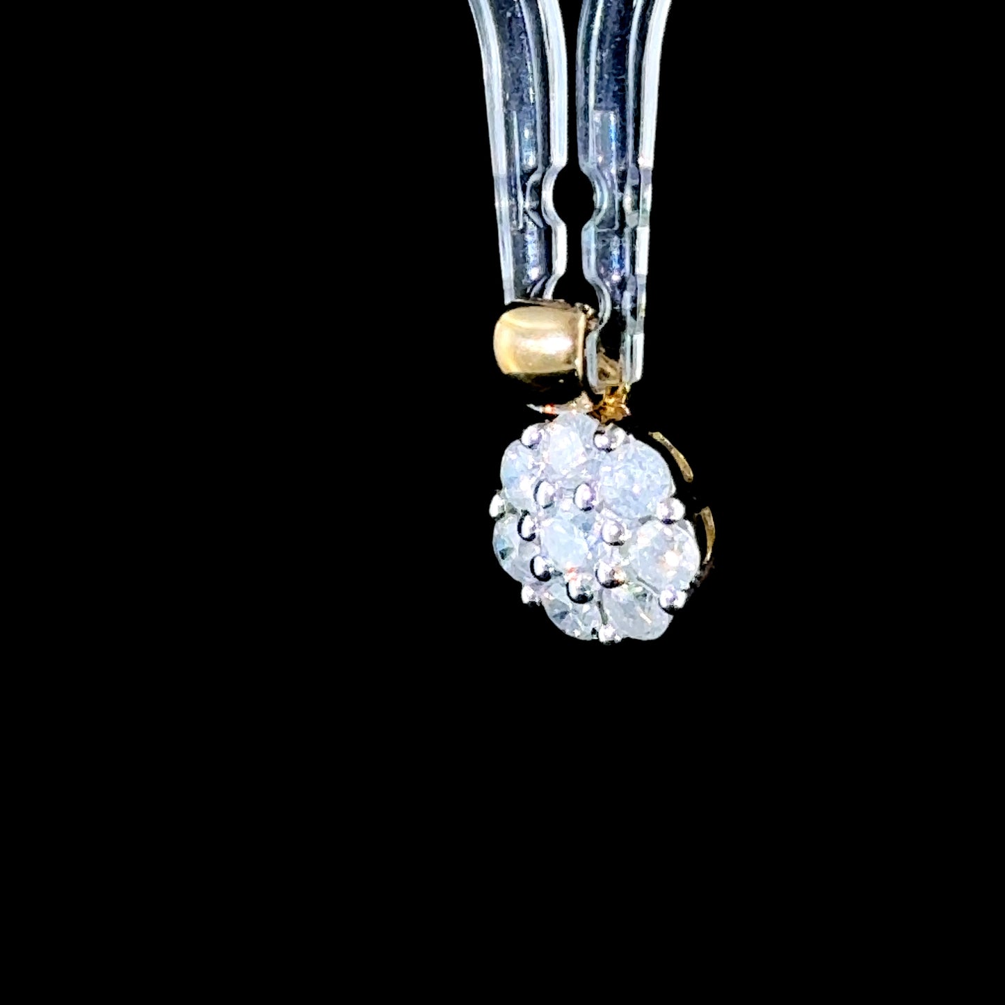 9K Yellow Gold Diamond Cluster Pendant