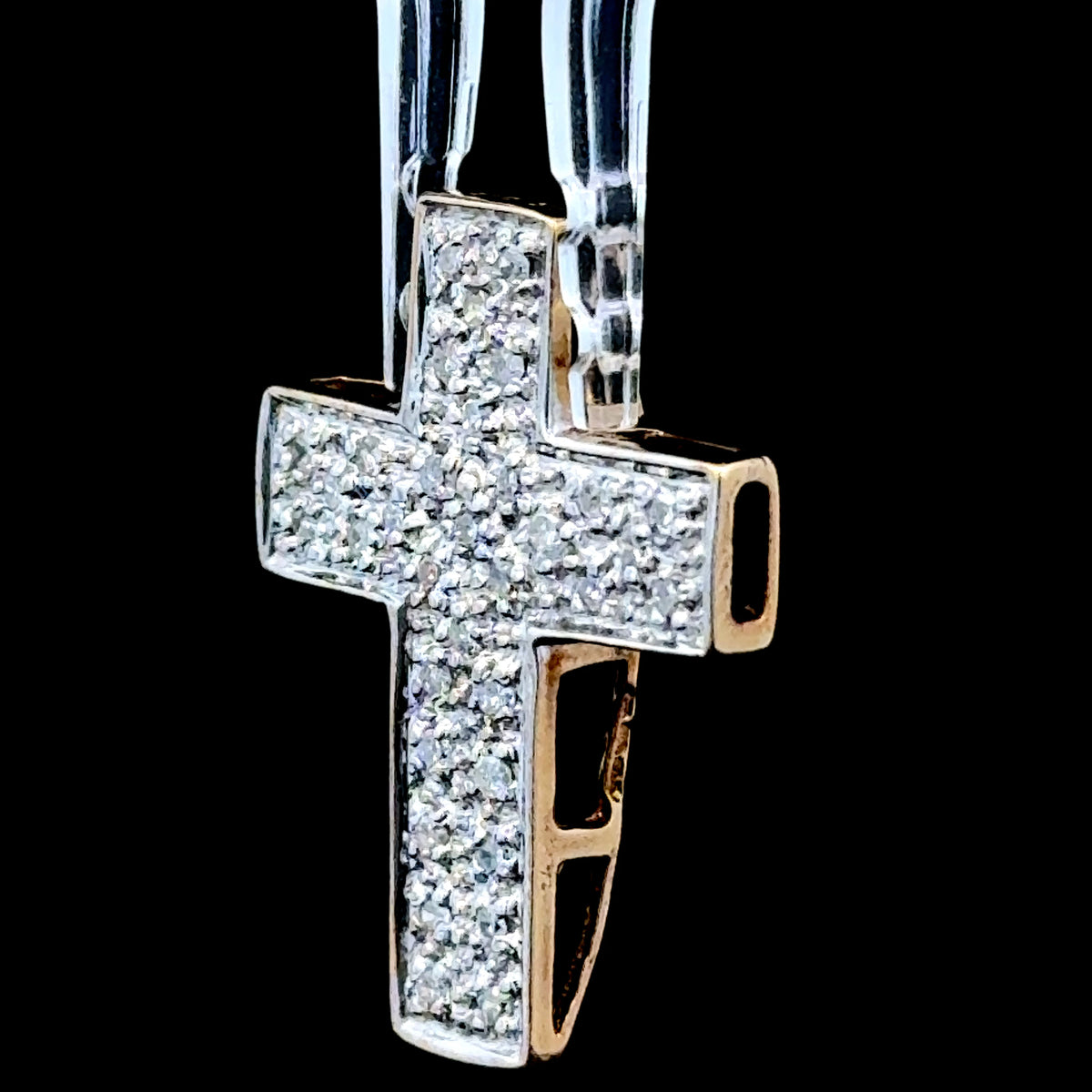 9K Yellow Gold Diamond Cross APPX 0.25 CTS Part of the Ronald Charles Collection