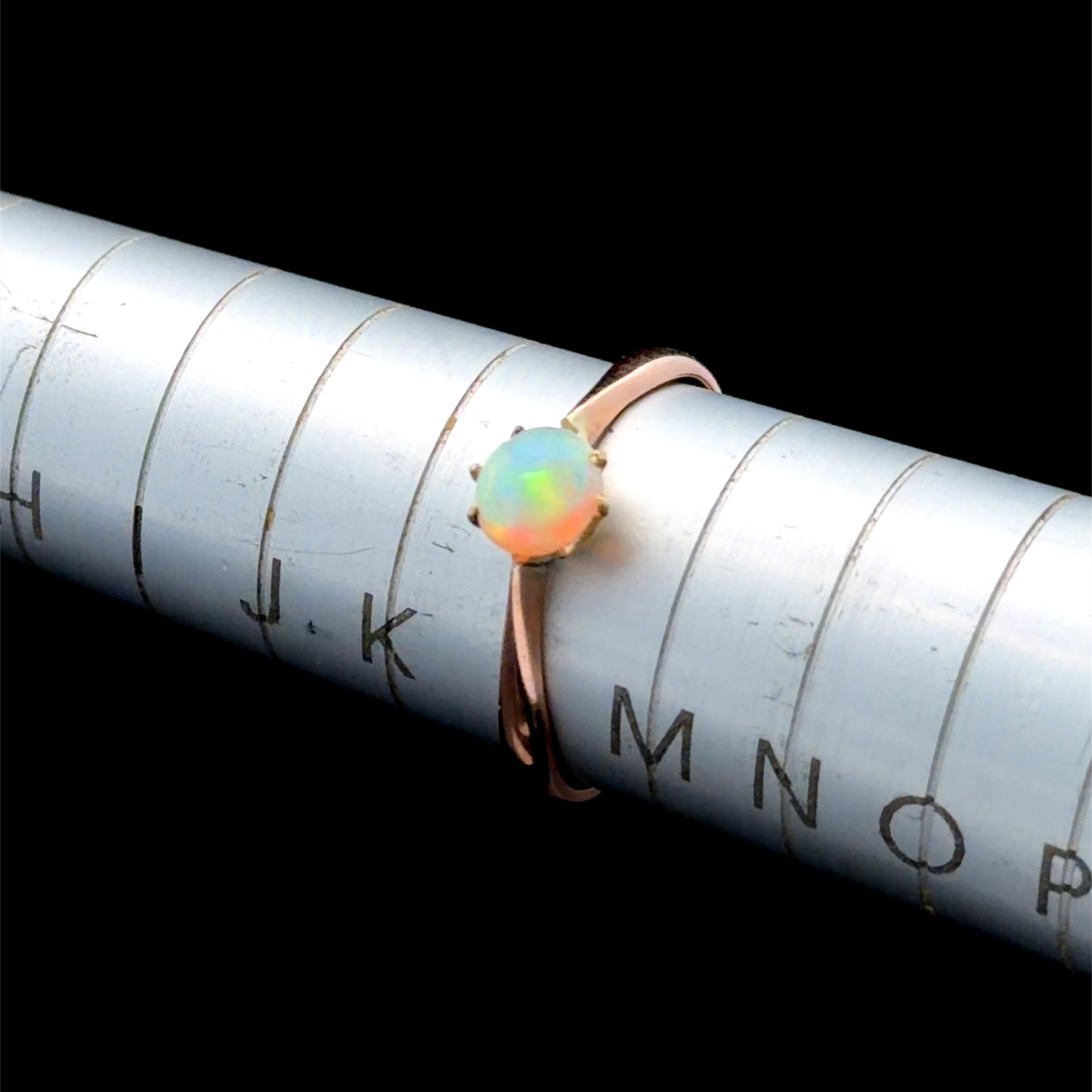 Antique 9K Rose Gold & Cabochon Opal Solitaire Ring