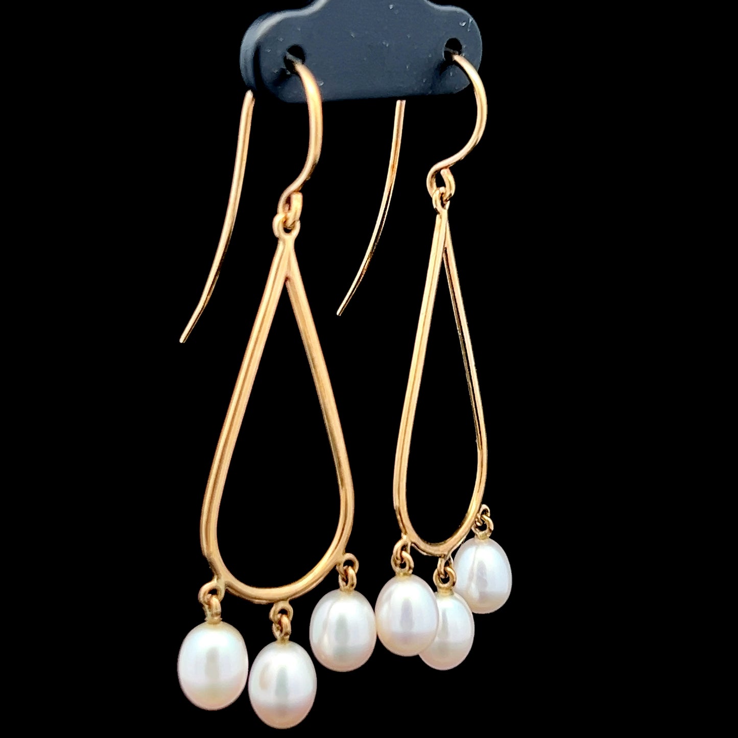 9K Yellow Gold Pearl Hook Earrings