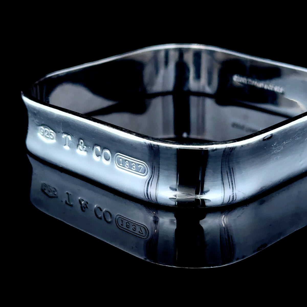 Tiffany & Co. Large 1837 Square Silver Bangle