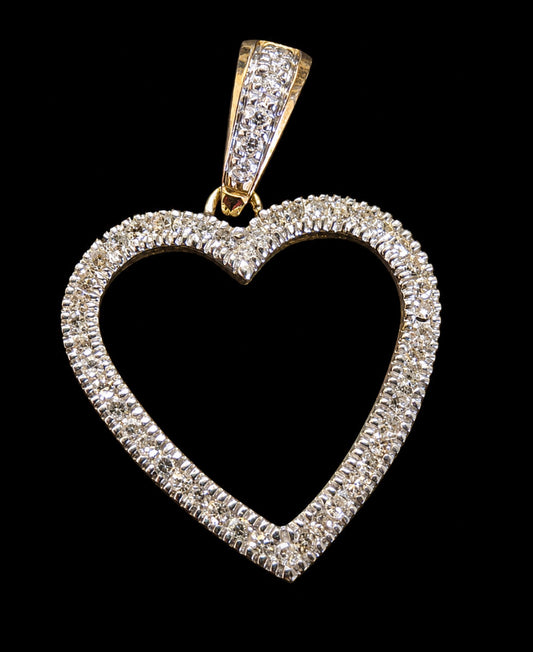 9K Yellow Gold & Diamond Heart Pendant