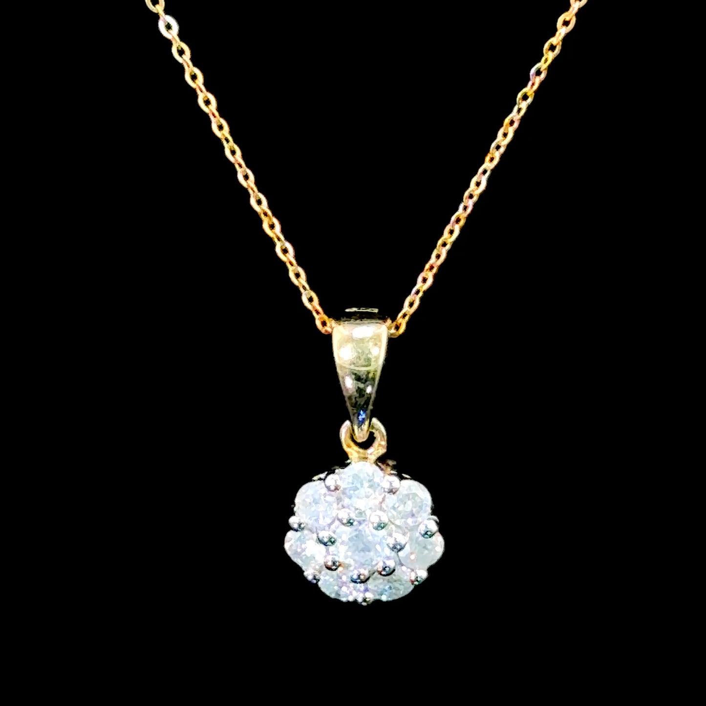 9K Yellow Gold Diamond Cluster Pendant Only APPX 0.5 CTS
