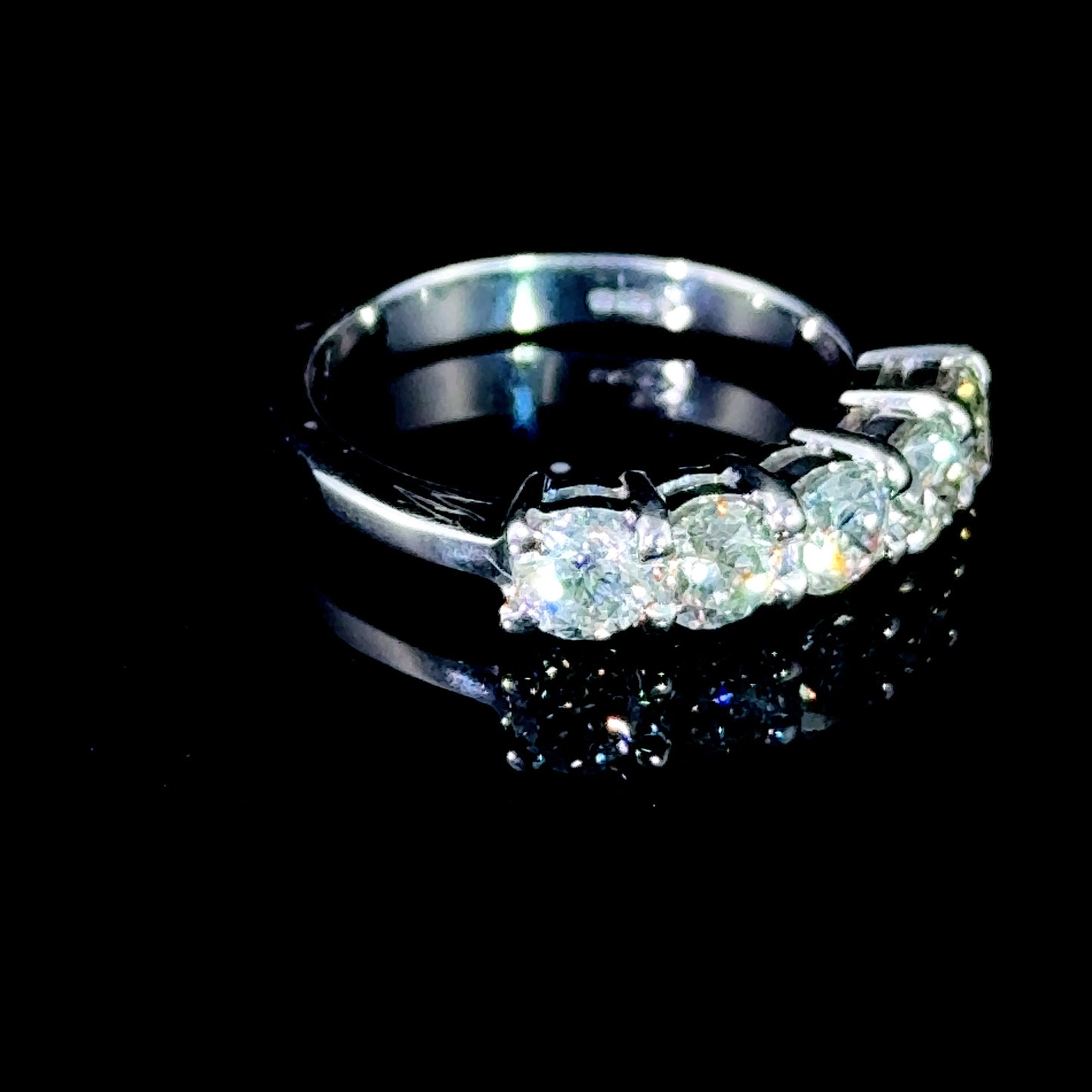 18K White Gold 5 Stone Diamond Ring APPX 1.5 CTS