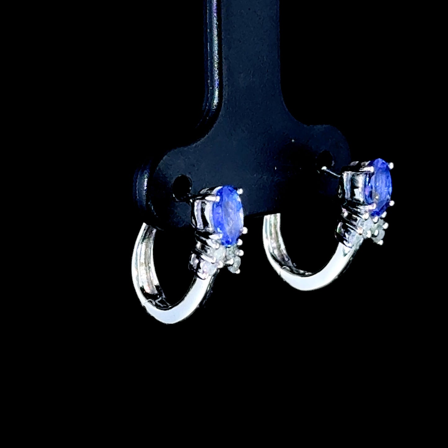 9K White Gold Tanzanite & Diamond Earrings