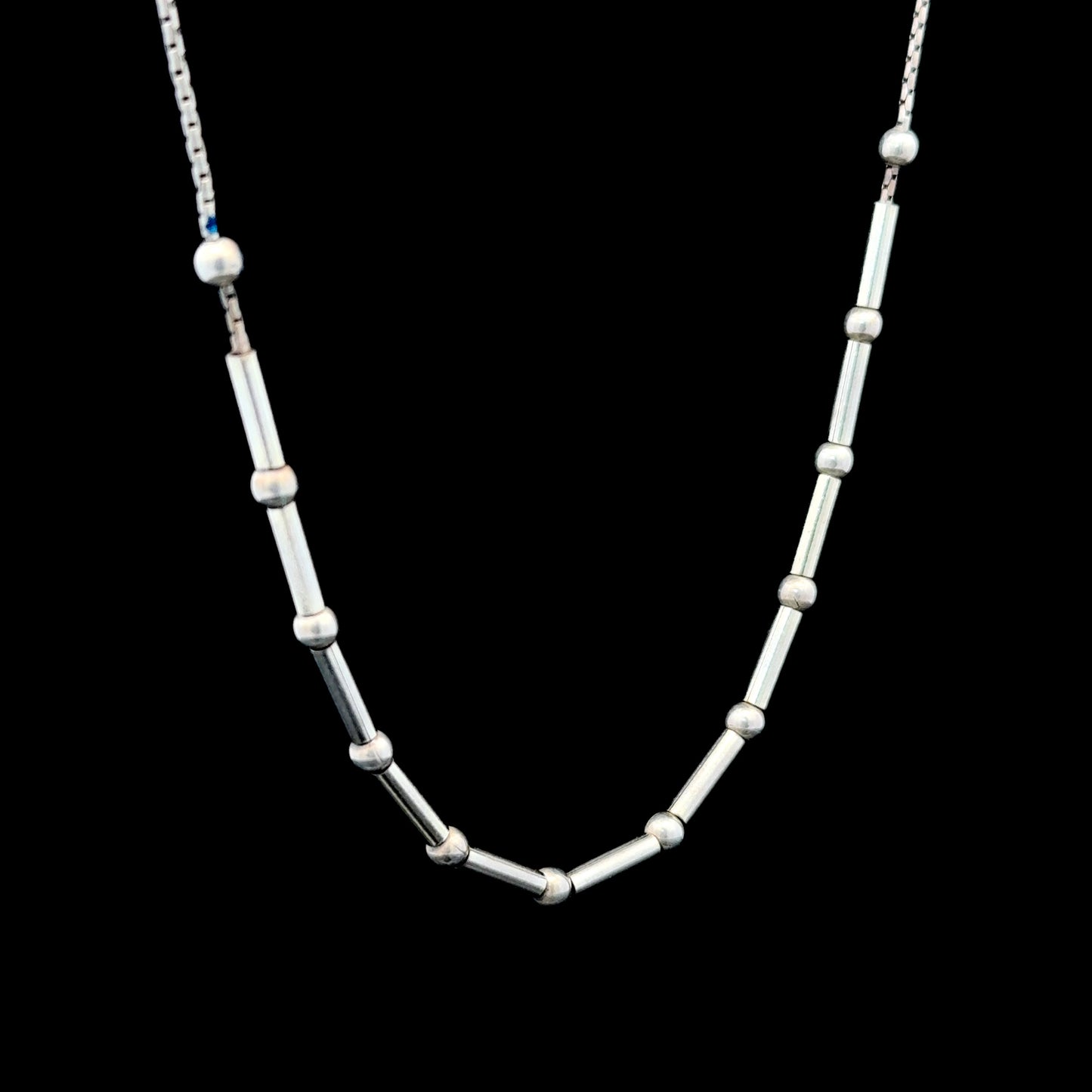 Silver Bead Station Necklace