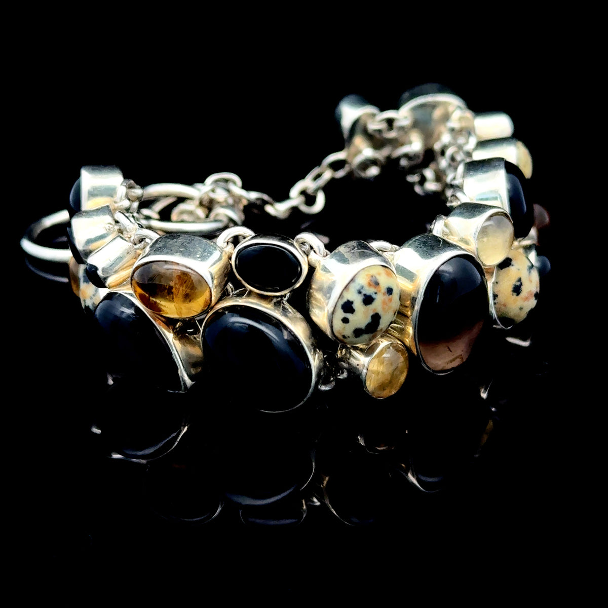 Silver Jasper Citrine & Quartz Bracelet