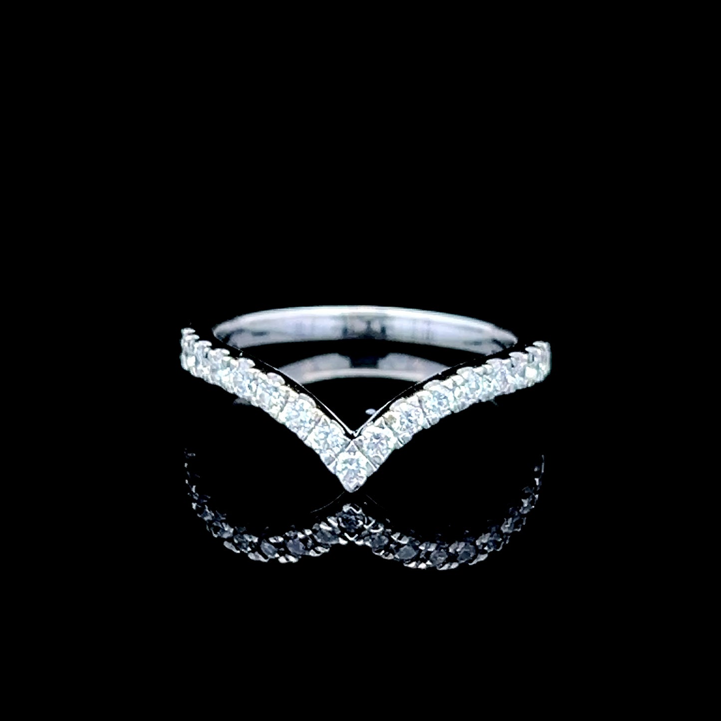 9K White Gold Diamond Wishbone Ring