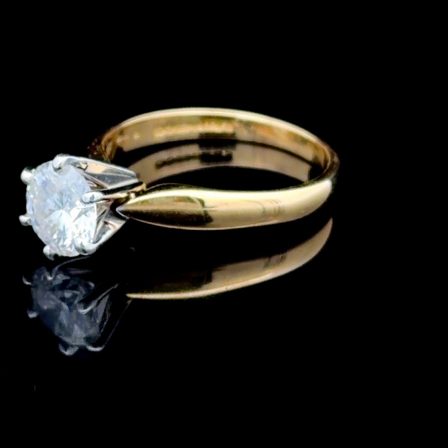 18k Yellow Gold Diamond Solitaire Ring Appx 1.04 Cts F, Si3