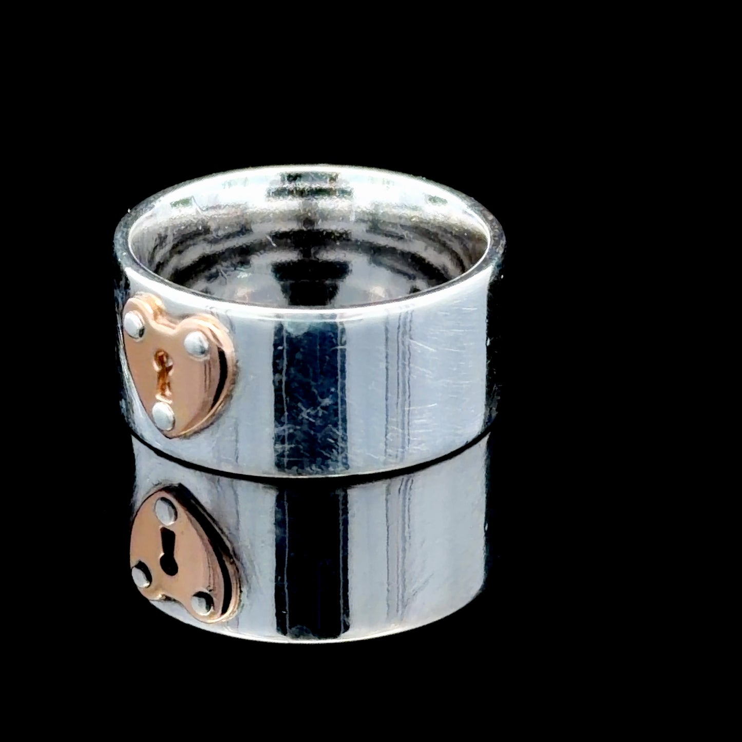 Tiffany Silver & 18k Yellow Gold Keyhole Lock Ring