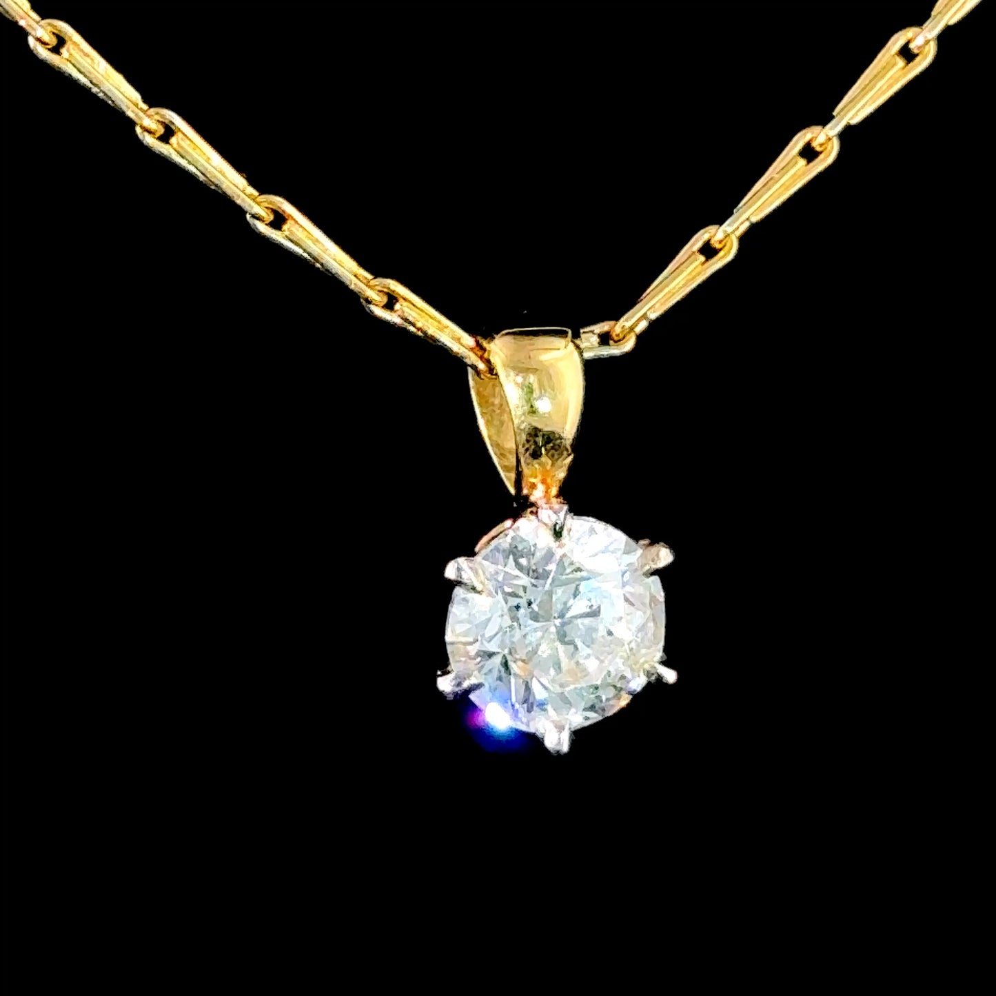 18K Yellow Gold Diamond Pendant & Chain APPX 1.35 CTS G SI 3