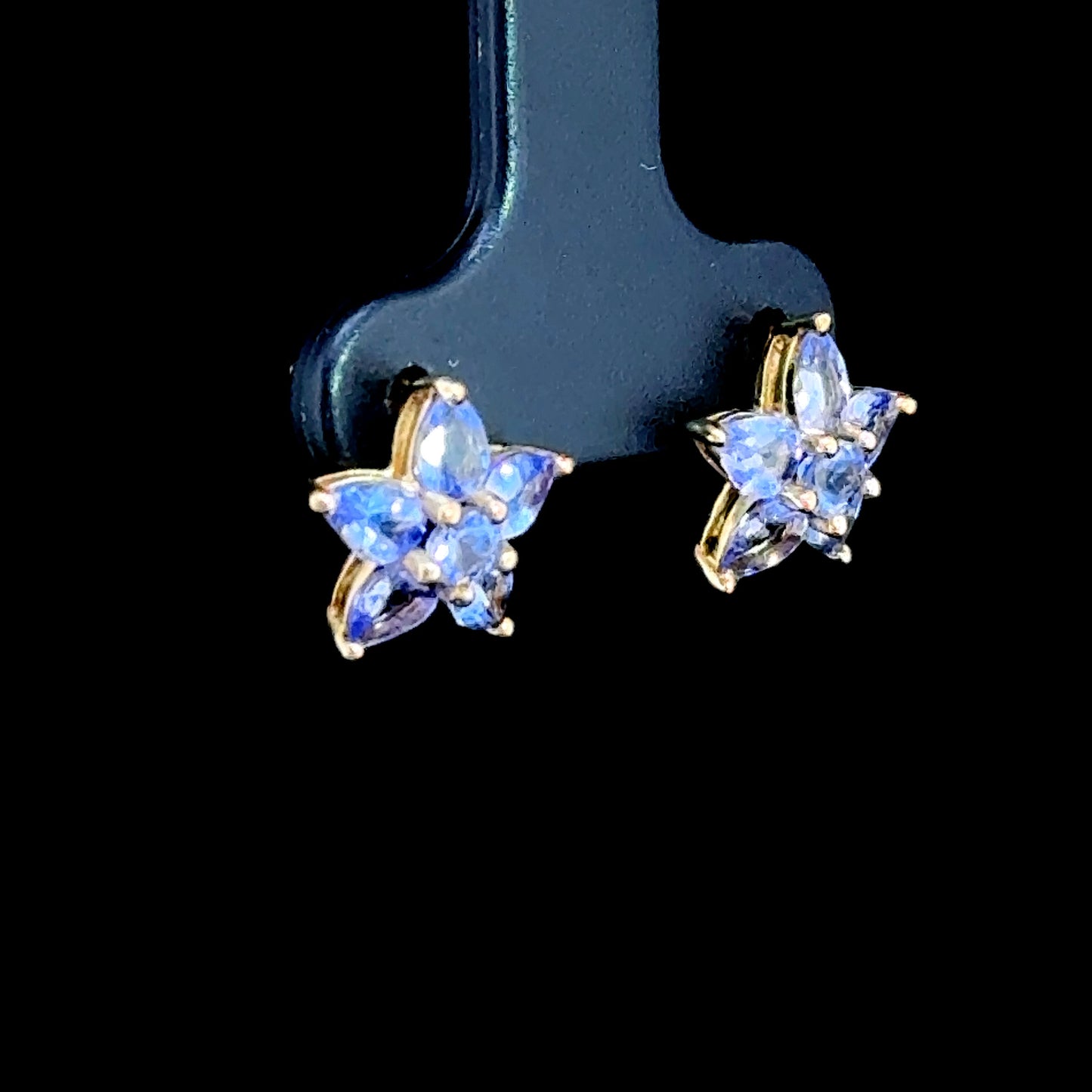 9K Yellow Gold Tanzanite Flower Studs