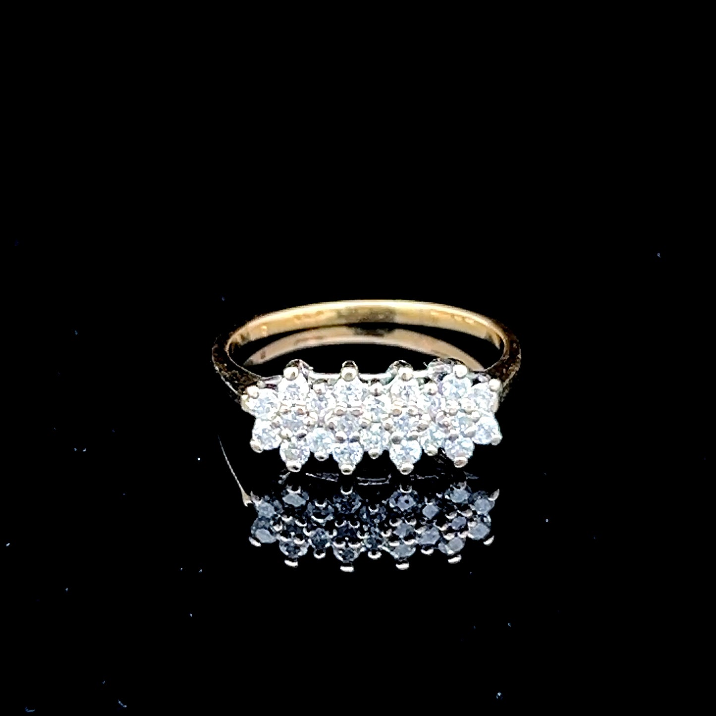 9K Yellow Gold Diamond Cluster Ring