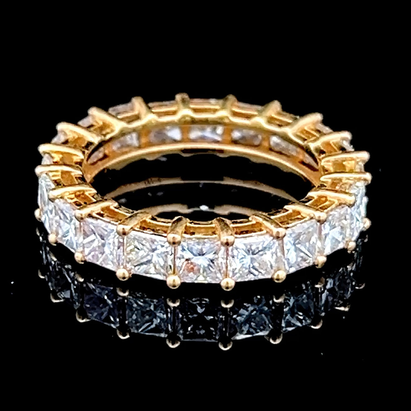 18K Yellow Gold Full Eternity Diamond Ring APPX 4.33 CTS