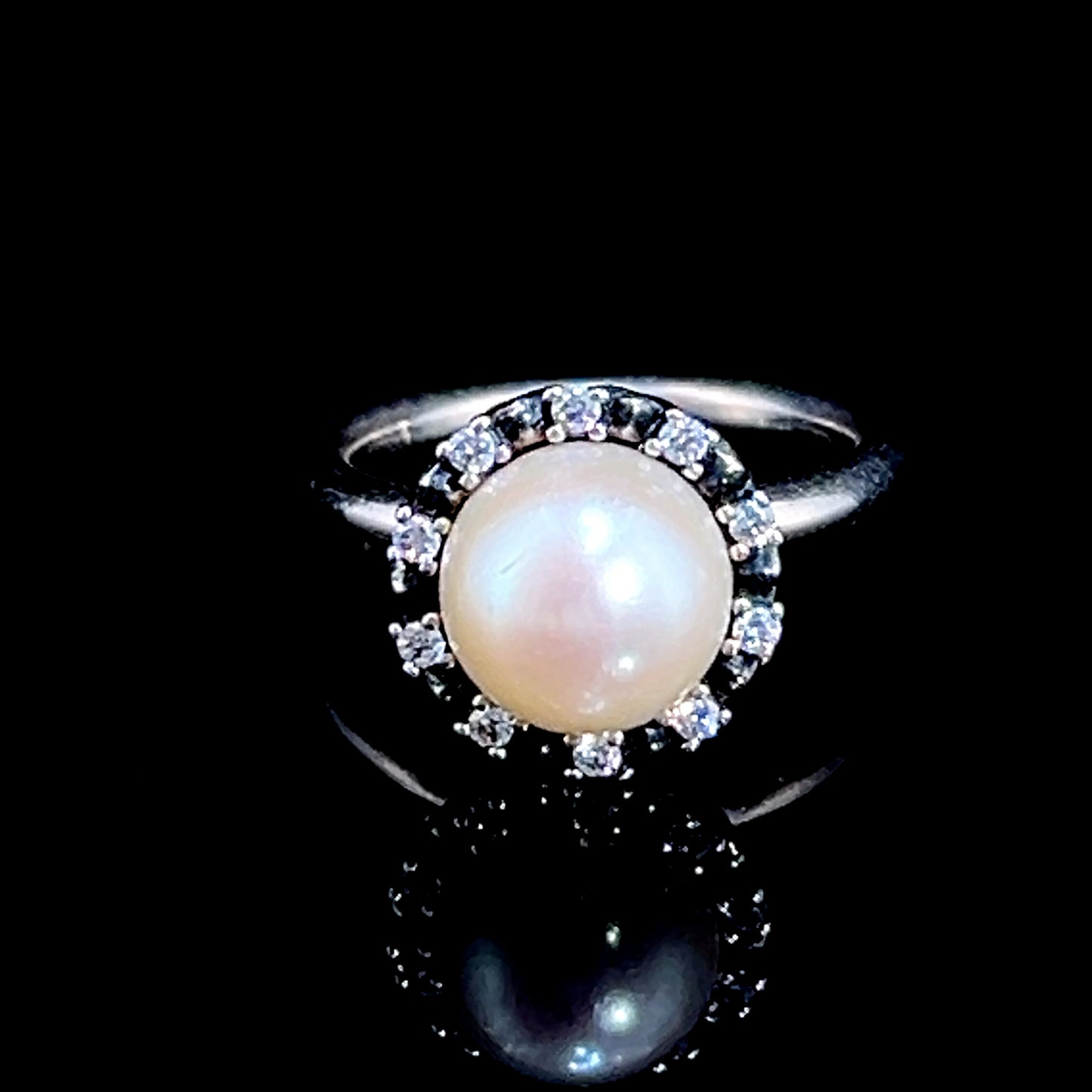 Silver Pandora Pearl & Cubic Zirconia Ring