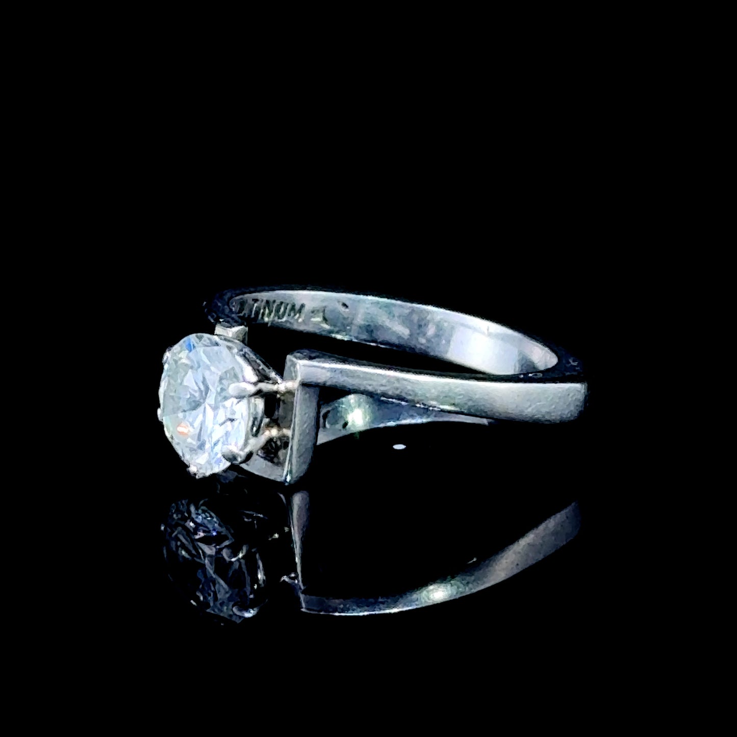 Platinum Modernist Diamond Solitaire Ring APPX 1.05 CTS VSI G