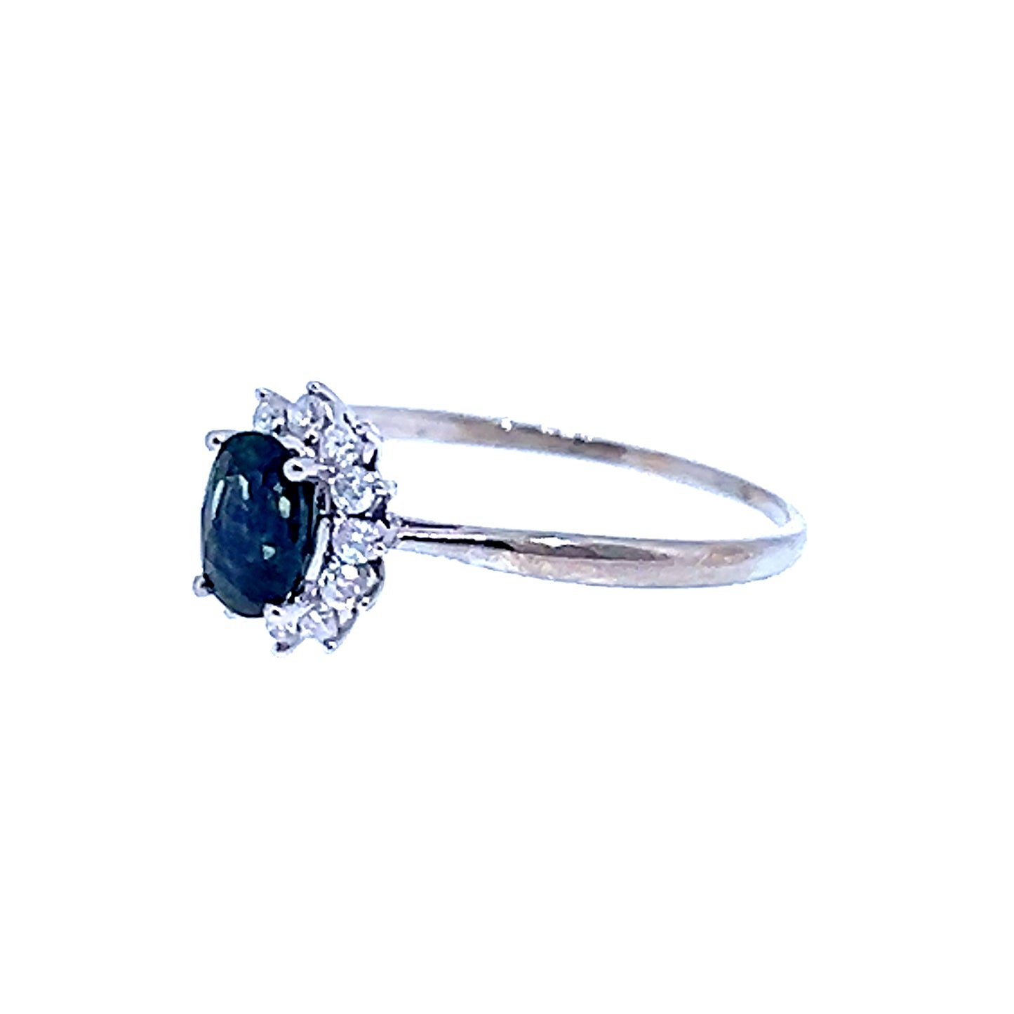 9K White Gold Sapphire & Diamond Cluster Ring