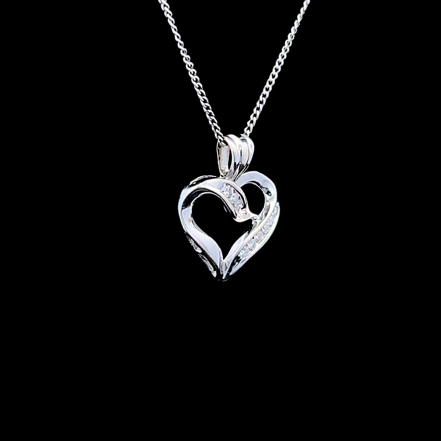 9K White Gold Diamond Heart Pendant Only