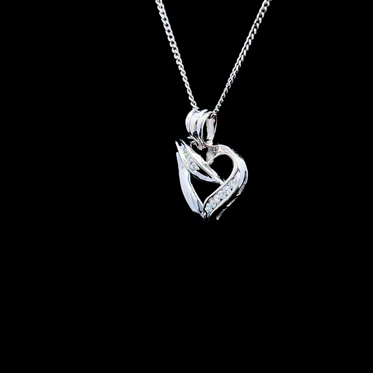 9K White Gold Diamond Heart Pendant Only