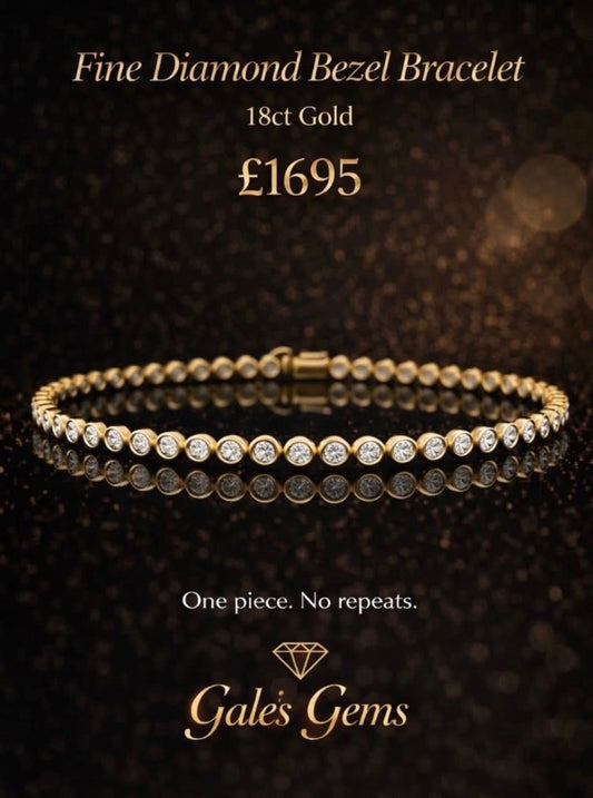 18k Yellow Gold Diamond Tennis Bracelet in a Rub-Over Setting