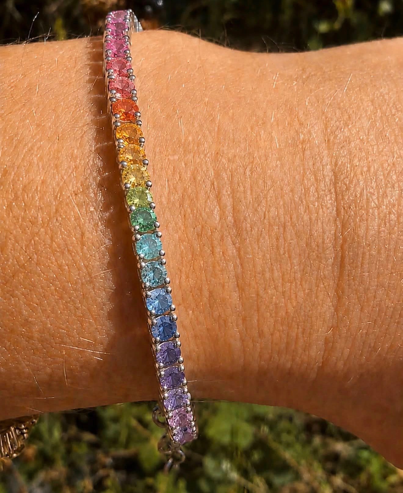 Hi Quality Silver Rainbow Sapphire Bracelet