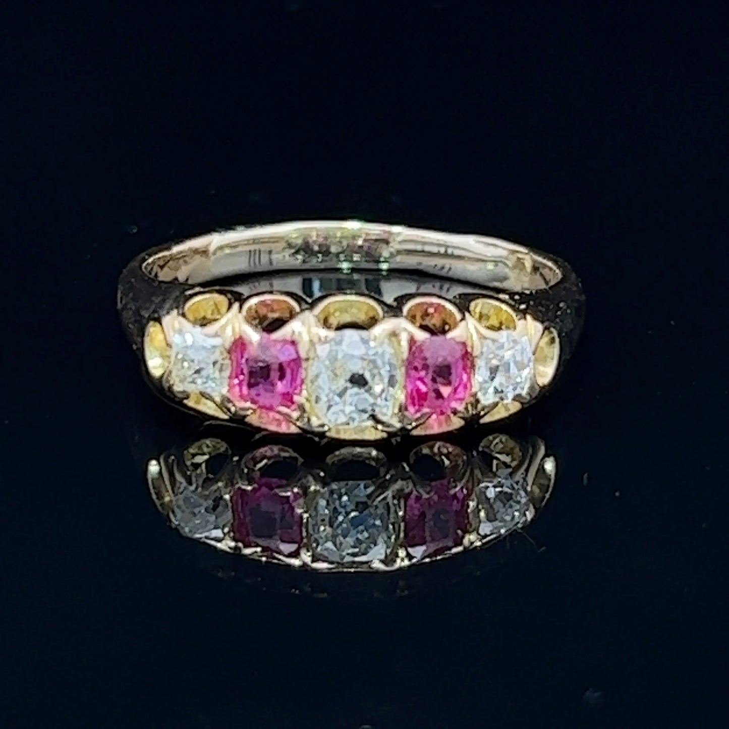 18K Yellow Gold Vintage Ruby & Diamond Ring