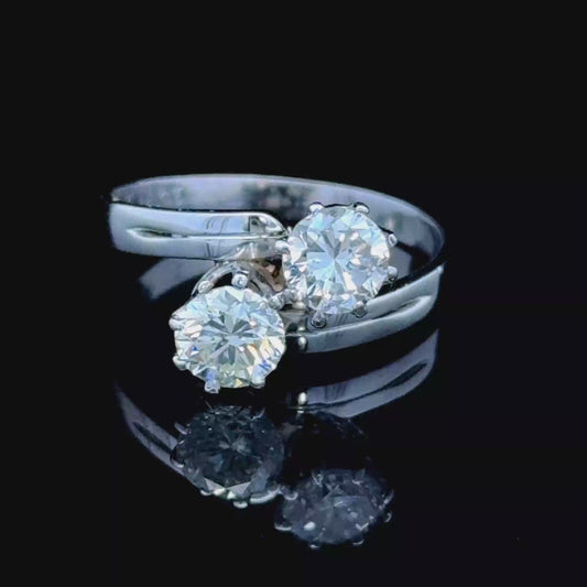 18K White Gold 2 Stone Diamond Ring APPX 1.2 CTS