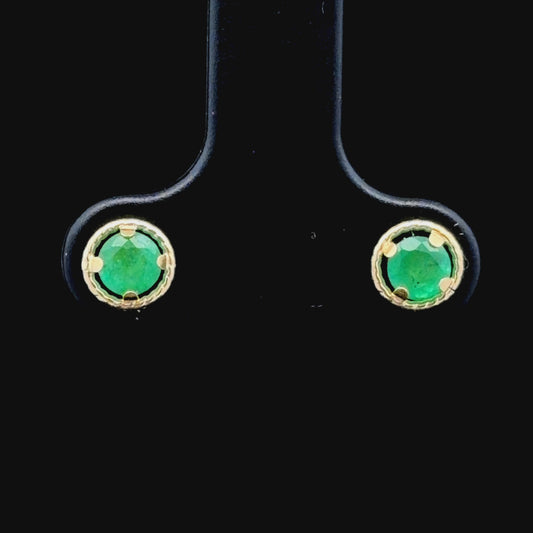 9k Yellow Gold Emerald Studs