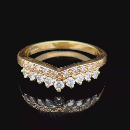 18K Yellow Gold Vintage Diamond Crown Ring
