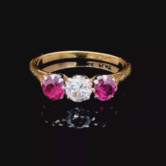 18K Yellow Gold Ruby & Diamond Ring