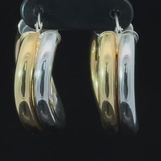 18K White Gold & Yellow Gold Hoops