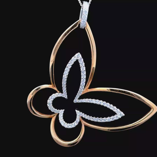 18K Yellow Gold / White Gold Diamond Butterfly APPX 0.9 CTS