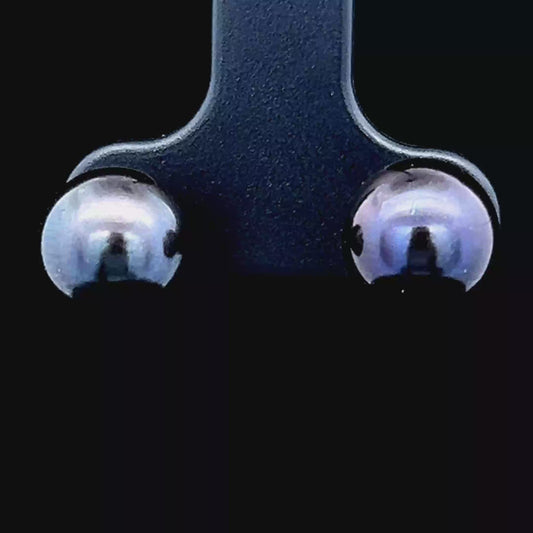 9K Yellow Gold Black Pearl Studs