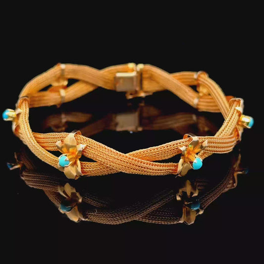 18K Yellow Gold & Turquoise Bracelet