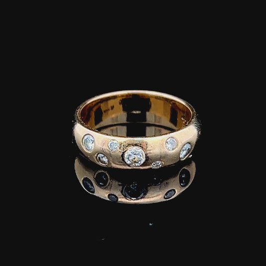 9K Yellow Gold Wide Diamond Scatter Band