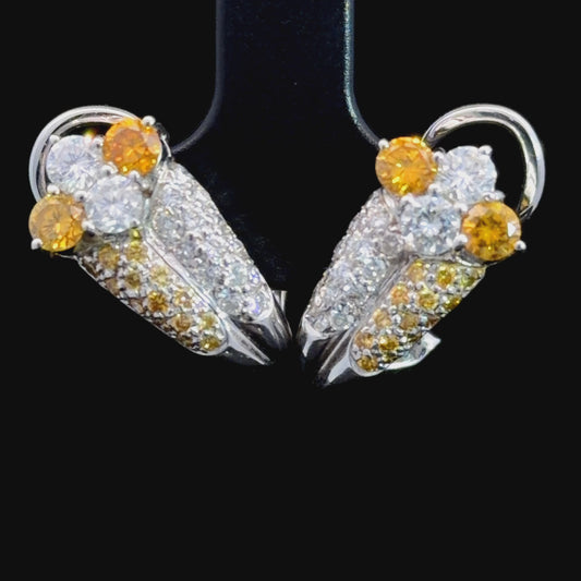 Beautiful 18k White Gold Coloured Diamond Clip Earrings Appx 1.5 Cts