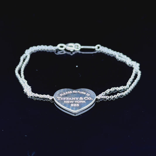 Silver Return To Tiffany Heart Tag Double Chain Bracelet