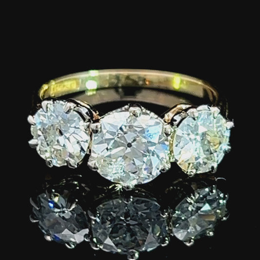 Stunning 18K Yellow Gold Diamond Trilogy Ring 2.6 CTS, VS2-SI3, I-J with Bespoke Sizing Available