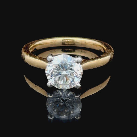 18k Yellow Gold Diamond Solitaire Ring With IGI Certificate for 1.51cts H Si2
