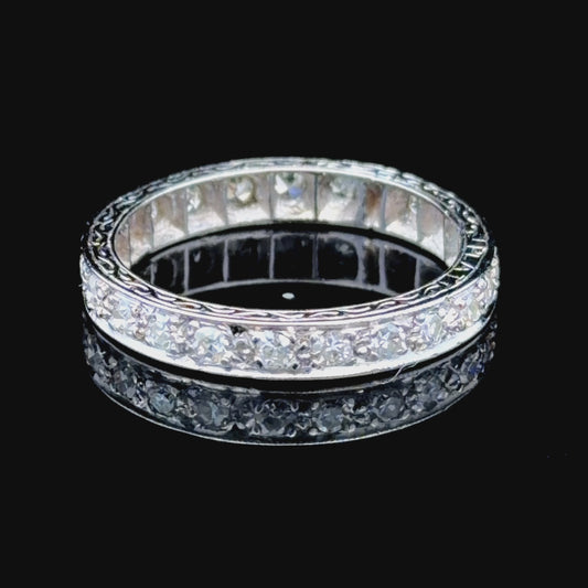 Deco Platinum & Diamond Eternity Ring Appx 0.7 Cts
