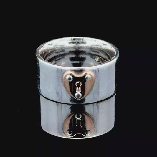 Tiffany Silver & 18k Yellow Gold Keyhole Lock Ring