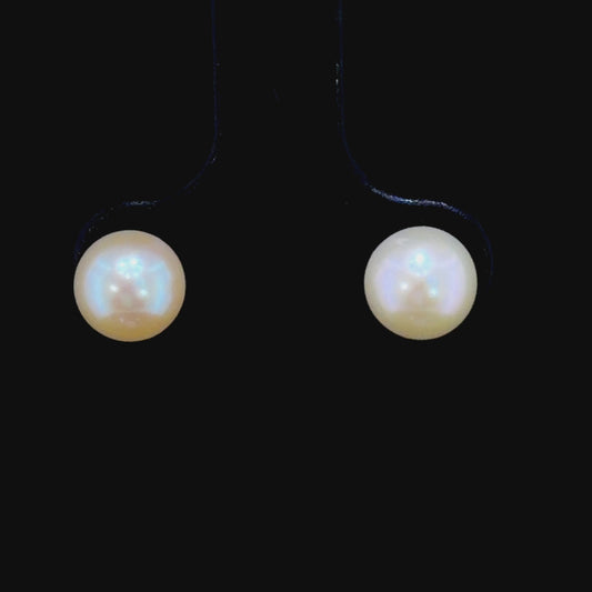 Stunning 14k Yellow Gold Pearl Stud Earrings
