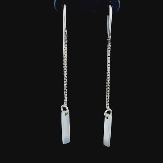 Silver Box Link Dangle Earrings