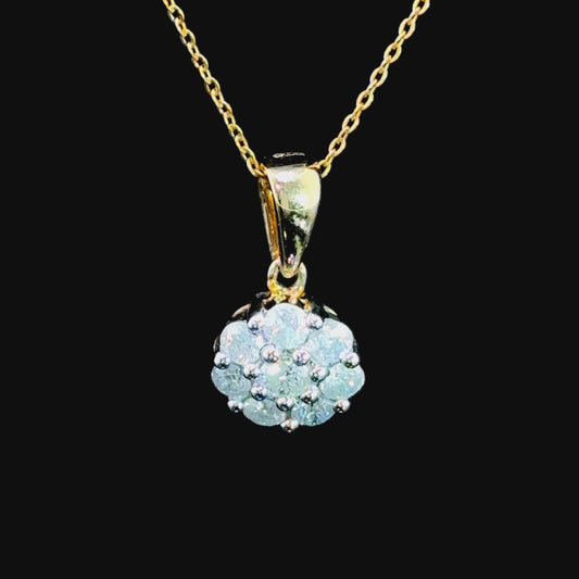 9K Yellow Gold Diamond Cluster Pendant APPX 0.5 CTS