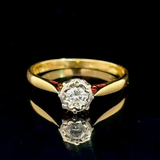 18K Yellow Gold Diamond Solitaire Ring APPX 0.25 CTS