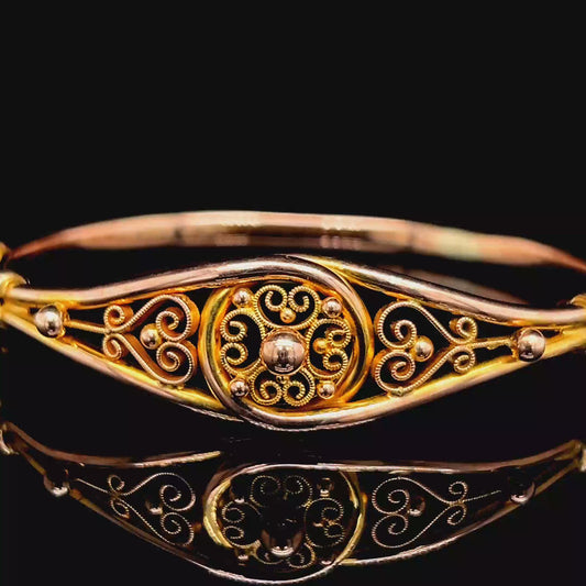 9K Yellow Gold Ornate Bangle