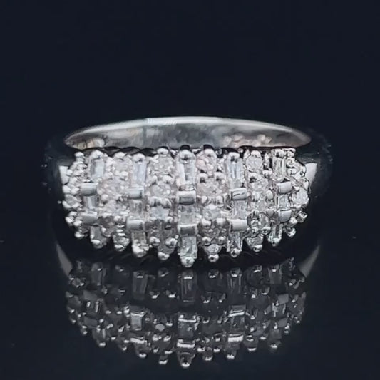 18K White Gold Baguette Cluster Ring APPX 0.75 CTS