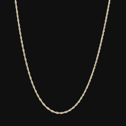 Lovely 9k Yellow Gold Fine Twist Chain 17” Long