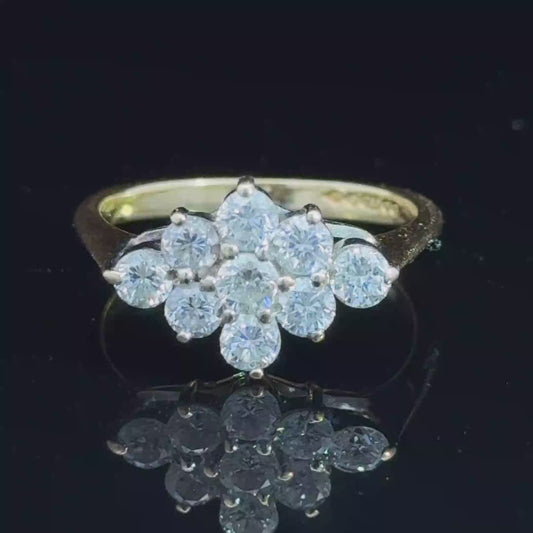 18K Yellow Gold Kite Shape Diamond Cluster 0.75 CTS