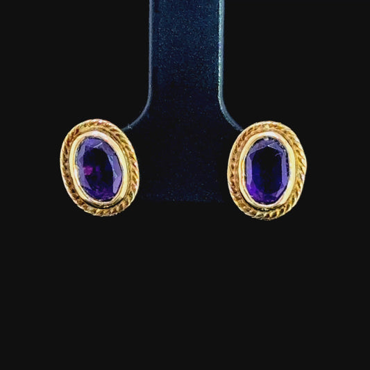 9K Yellow Gold Amethyst Studs